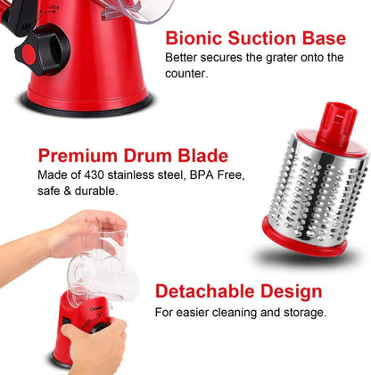 3 in 1 Shredder Grater Rotary with Handle