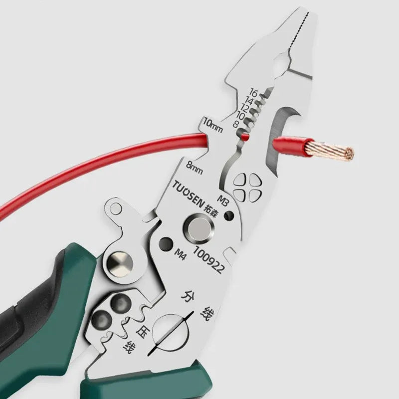 10-in-1 Stainless Steel Wire Stripper with Multi-Function Cutters