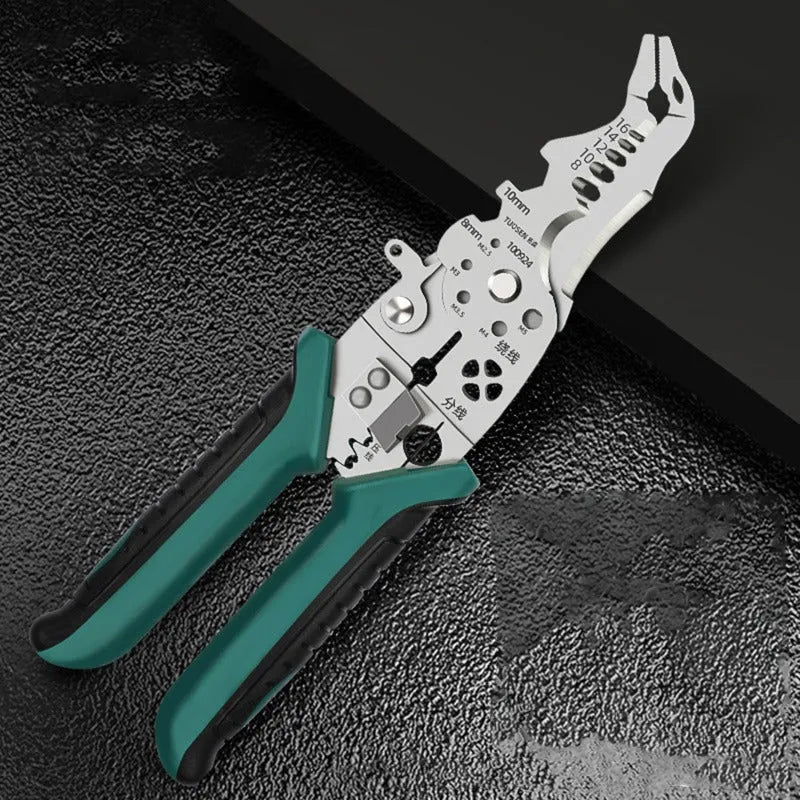 10-in-1 Stainless Steel Wire Stripper with Multi-Function Cutters